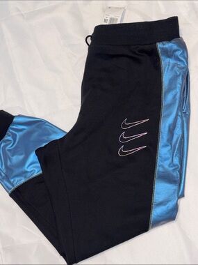 Nike Black Joggers with Metallic Blue Side joggers 1X
